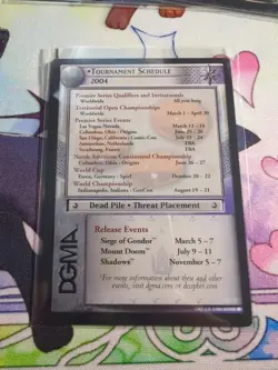 Lord of The Rings LOTR CCG TCG Promo 2004 Tournament Schedule Card - Image 2