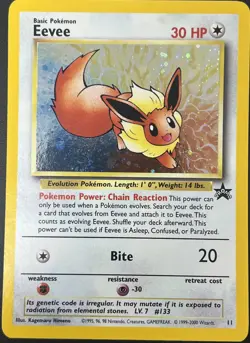 Eevee 11/53 Black Star Holo Rare Promo Wizard Pokemon Card LP - Image 1