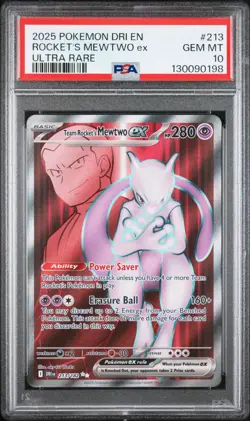 PSA 10 TEAM ROCKET'S MEWTWO EX 213/182 ULTRA RARE DESTINED RIVALS POKEMON 😍 - Image 1
