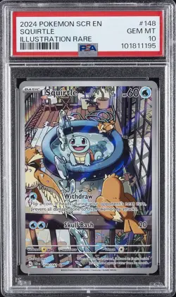 2024 POKEMON SCR EN-STELLAR CROWN ILLUSTRATION RARE #148 SQUIRTLE PSA 10 - Image 1