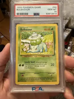 1999 POKEMON BASE SET UNLIMITED #44 BULBASAUR PSA 10 GEM MINT - Image 1