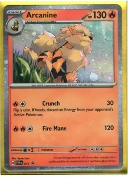 Pokemon TCG: Arcanine SVP Black Star Promos SVP011 Holo Promo Cosmos Holo Rare. - Image 1