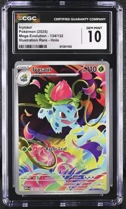 CGC 10 Ivysaur 134/132 Mega Evolution Illustration Rare Pokemon Card - Image 1