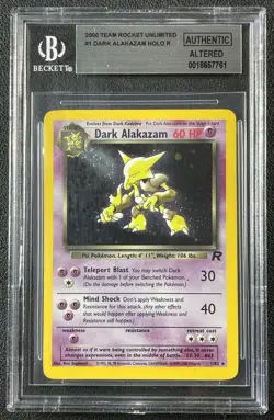 DARK ALAKAZAM BGS AUTH ALTERED 2000 POKEMON TEAM ROCKET #1/82 UNLIMITED HOLO 761 - Image 1