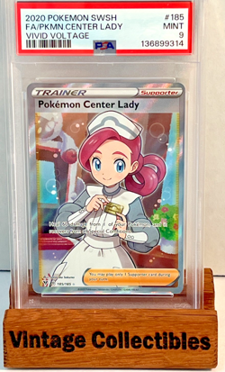 2020 POKEMON SWORD & SHIELD VIVID VOLTAGE FULL ART/POKEMON CENTER LADY PSA 9 - Image 1