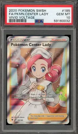 Pokemon Center Lady Vivid Voltage Full Art #185 PSA 10 Gem Mint - Image 1