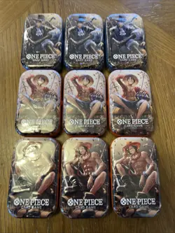 One Piece Card Game Tin Set Vol. 2 Lot of 9 Sealed Mini Tins All 3 Art Designs - Image 1