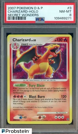2007 Pokemon D & P Secret Wonders #3 Charizard Holo PSA 8 NM-MT - Image 1