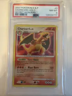 PSA 8 - Charizard 3/132 Secret Wonders Holo Pokemon - Image 1