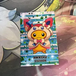 Pikachu Sylveon Poncho Card Database Attacks 2 Green Cracked Ice Holo Pokemon - Image 1