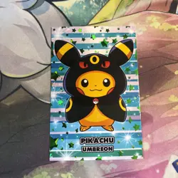Pikachu Umbreon Poncho Card Database Attacks 2 Green Cracked Ice Holo Pokemon - Image 1