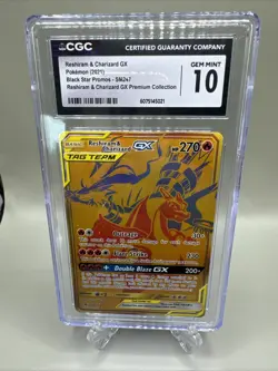 Pokemon Card Reshiram And Charizard GX SM247 Black Star Promo Gem Mint 10 - Image 1