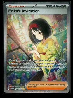 Pokemon TCG Scarlet & Violet Trainer SIR Erika's Invitation Card 203/165 NM - Image 1