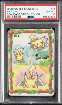 1998 POCKET MONSTERS SEALDASS STITCH TOUCH #12 PIKACHU PSA 10 - Image 1