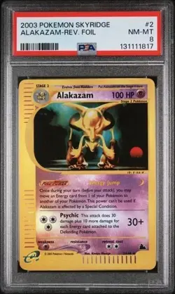 Pokemon Skyridge 2/144 Alakazam Reverse Foil PSA 8 2003 - Image 1