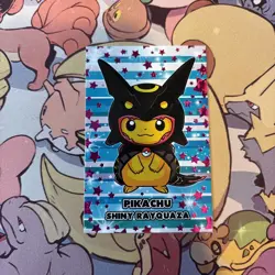 Pikachu Rayquaza Poncho Cracked Pink Stars Holo Pokemon Database Christmas - Image 1