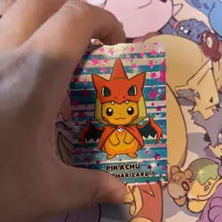 Pikachu Charizard Poncho Cracked Pink Stars Holo Pokemon Database Christmas - Image 2