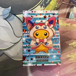 Pikachu Sylveon Poncho Card Database Attacks 2 Red Cracked Ice Holo Pokemon - Image 1