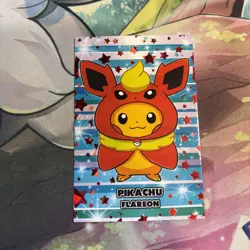 Pikachu Flareon Poncho Card Database Attacks 2 Red Cracked Ice Holo Pokemon - Image 1