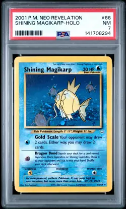 Shining Magikarp Holo #66 2001 Pokemon Neo Revelation PSA 7 250001 - Image 1