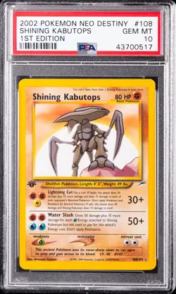2002 POKEMON NEO DESTINY 1ST ED #108 SHINING KABUTOPS PSA 10 - Image 1