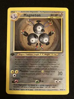 Magneton 10/64 Holo Rare 1st Edition Pokemon Neo Revelation LP - Swirl - Image 1