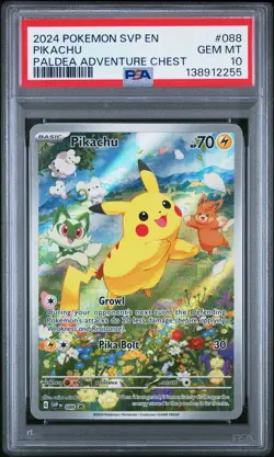 2024 POKEMON SVP EN-SV BLACK STAR PROMO PALDEA ADVENTURE CHEST PIKACHU PSA 10 - Image 1