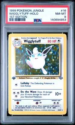 1999 POKEMON JUNGLE 1ST EDITION #16 WIGGLYTUFF-HOLO PSA 8 - Image 1