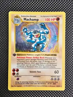 Pokemon TCG Machamp Base Set 8/102 1st Edition Shadowless Holo Rare - LP - Image 1