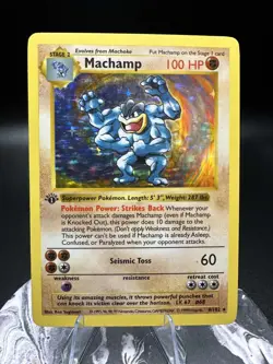 Pokemon TCG Machamp Holo Rare 1st Edition Base Set (Shadowless) 8/102 LP - Image 1