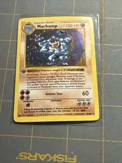 Pokemon TCG Machamp Holo Rare 1st Edition Base Set (Shadowless) 8/102 LP - Image 1