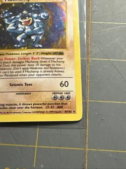 Pokemon TCG Machamp Holo Rare 1st Edition Base Set (Shadowless) 8/102 LP - Image 4