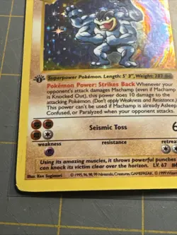 Pokemon TCG Machamp Holo Rare 1st Edition Base Set (Shadowless) 8/102 LP - Image 5