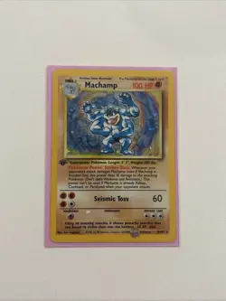 RARE Vintage Pokemon TCG 1st Edition 8/102 Base Set Holo 1999 Machamp LP Card - Image 1