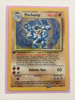 RARE Vintage Pokemon TCG 1st Edition 8/102 Base Set Holo 1999 Machamp LP Card - Image 2