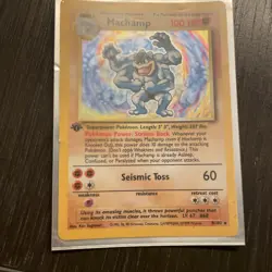 Pokemon TCG Machamp Base Set 8/102 Holo Shadowless 1st Edition NM-LP Holo Rare - Image 1
