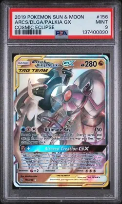 Pokemon TCG Arceus & Dialga & Palkia GX 156/236 Sm-Cosmic Eclipse PSA 9 - Image 1