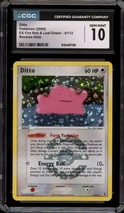 Pokemon Ditto EX Fire Red & Leaf Green Reverse Holo Rare #4 CGC 10 Gem Mint - Image 1