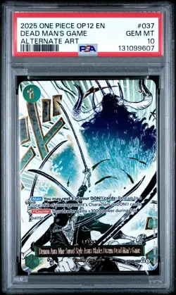 2025 ONE PIECE OP12-037 LEGACY OF THE MASTER DEAD MAN'S GAME ALT ART PSA 10 - Image 1