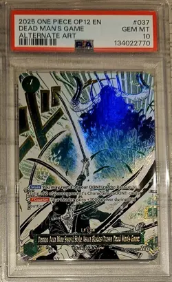 2025 DEAD MAN'S GAME ONE PIECE OP12-037 LEGACY OF THE MASTER ALT ART PSA 10 - Image 1