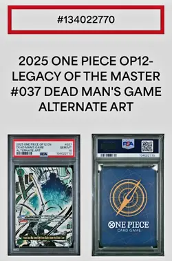 2025 DEAD MAN'S GAME ONE PIECE OP12-037 LEGACY OF THE MASTER ALT ART PSA 10 - Image 4