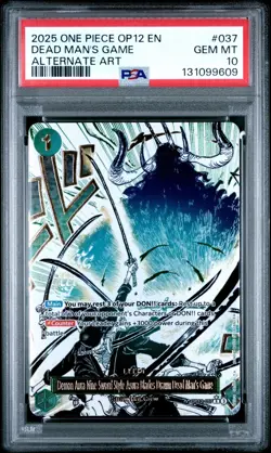 2025 ONE PIECE OP12-037 LEGACY OF THE MASTER DEAD MAN'S GAME ALT ART PSA 10 - Image 1