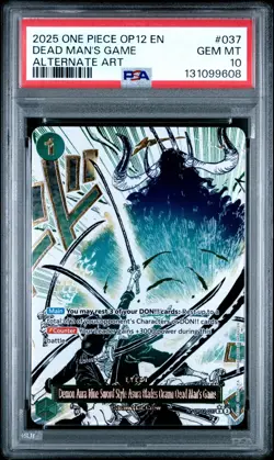 2025 ONE PIECE OP12-037 LEGACY OF THE MASTER DEAD MAN'S GAME ALT ART PSA 10 - Image 1
