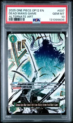 2025 ONE PIECE OP12-037 LEGACY OF THE MASTER DEAD MAN'S GAME ALT ART PSA 10 - Image 1