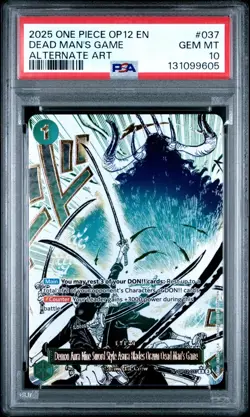 2025 ONE PIECE OP12-037 LEGACY OF THE MASTER DEAD MAN'S GAME ALT ART PSA 10 - Image 1