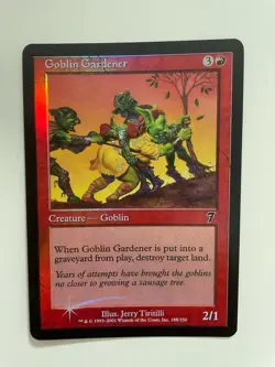 MTG FOIL 7TH EDITION GOBLIN GARDENER NM MAGIC THE GATHERING RED CREATURE COMMON - Image 1