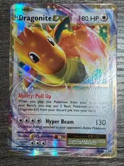 POKEMON DRAGONITE EX 72/108 ULTRA RARE HOLO EVOLUTIONS 2016 + NEW DARKRAI SLEEVE - Image 1