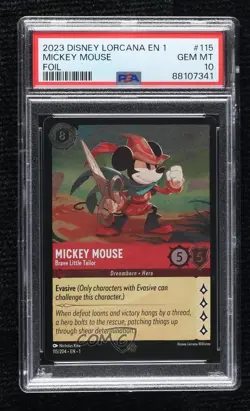2023 Lorcana The First Chapter 1 Foil Mickey Mouse - Brave Little Tailor PSA 10 - Image 1