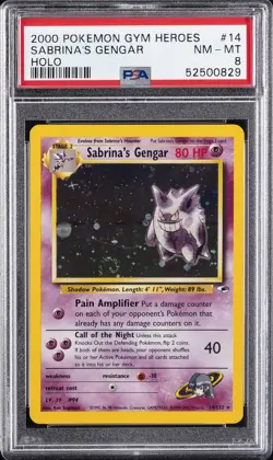 2000 POKEMON GYM HEROES HOLO #14 SABRINA'S GENGAR PSA 8 - Image 1