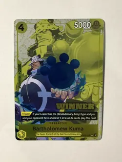 Bartholomew Kuma WINNER - OP09-108 TOURNAMENT PACK CARD Vol. 4 English NM/Mint - Image 1